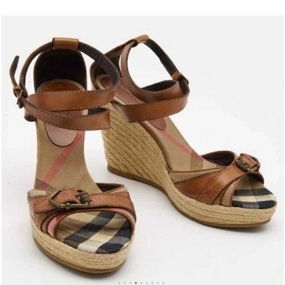 Burberry canvas house check Twistleton wedge Espadrille sz39 excellent condition